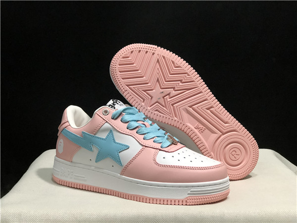 Men's Bape Sta Low Top Leather Pink/White Shoes 013
